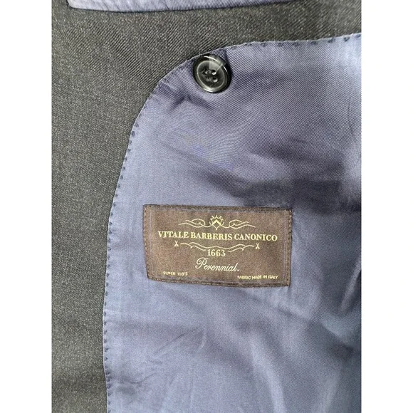 SuitSupply Suit Jacket 42 L Gray Wool Chambray Vitale Barberis Canonico Designer